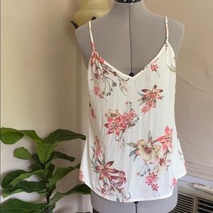 Forever 21 Low Back Tropical Floral Print Loose Spaghetti Strap Camisole Medium
